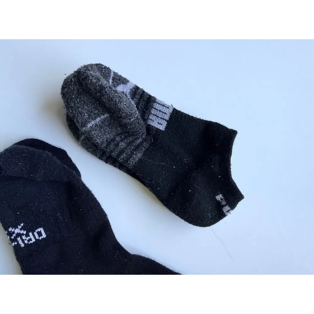 Nike & Puma Sock Bundle - Black & White Athletic Performance Youth XS